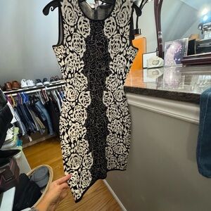 BCBGMaxAzria Black and Cream Floral Mini Dress
